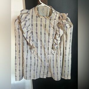 Vintage 70's/80's Handmade Cottagecore Prairiecore Floral Ruffled Top Size M